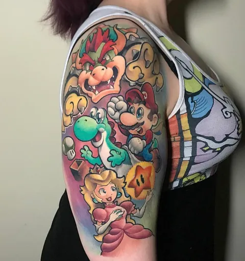 1st part of my Nintendo sleeve -Brandon @ Outer limits Long Beach CA IG @brandoom