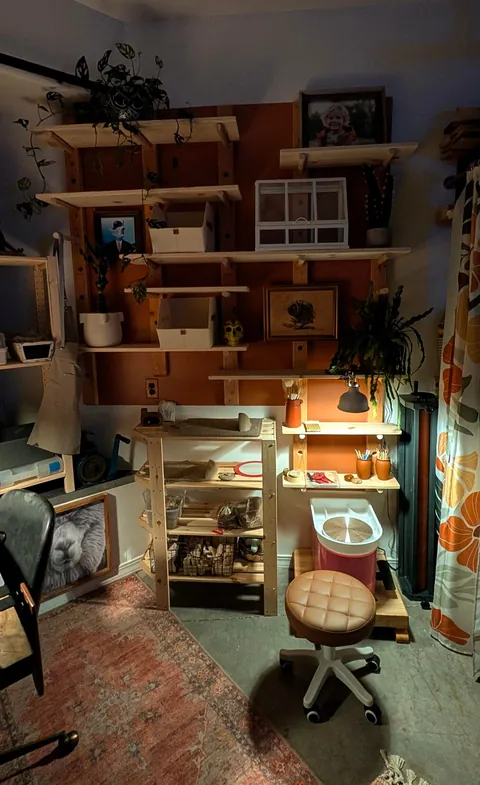 Update: Made wife a jewelry/pottery/craft station in the ugly corner of my shop