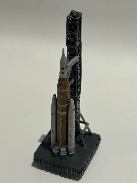 Built the world’s smallest SLS and Mobile Launch System from old bits and scraps around my room