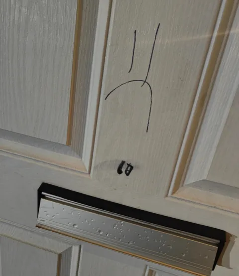 School kids vandalised my front door &amp; neighbours' doors with '6 7' meme. With permanent marker.