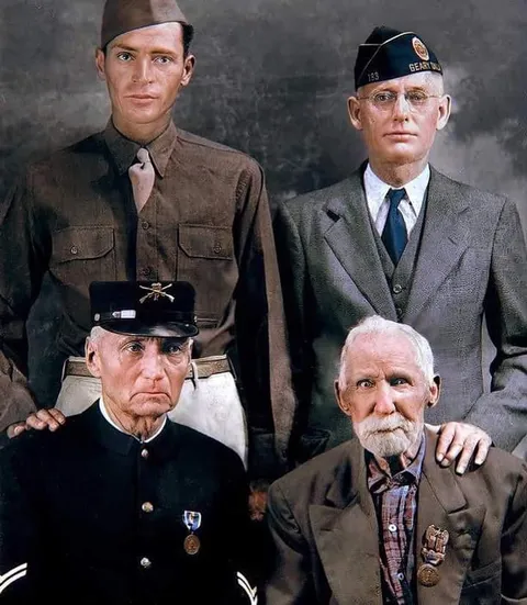 Veterans of 4 different wars from the same town of Geary, Oklahoma, 1940’s.