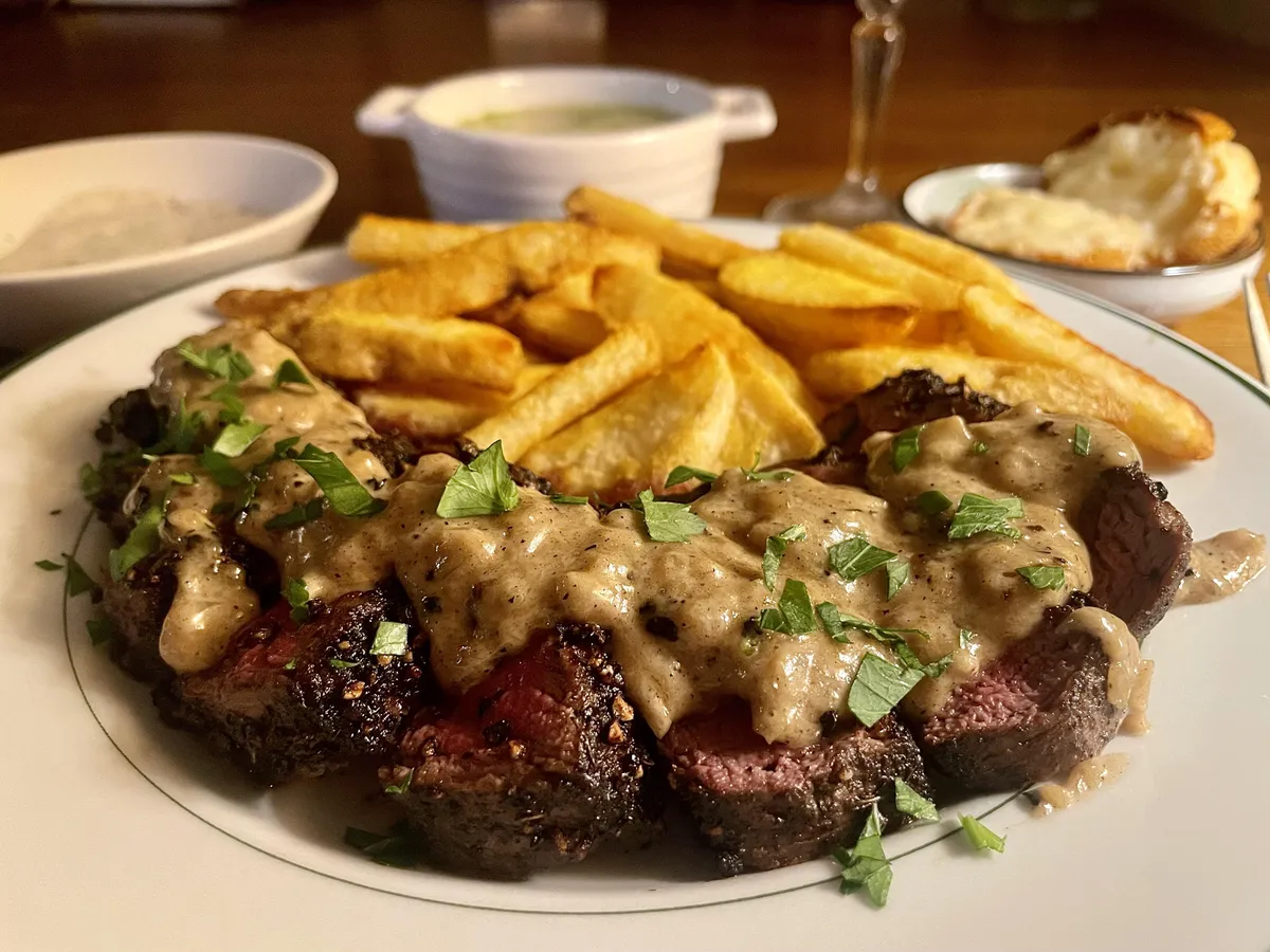 Made this filet au poivre with frites.