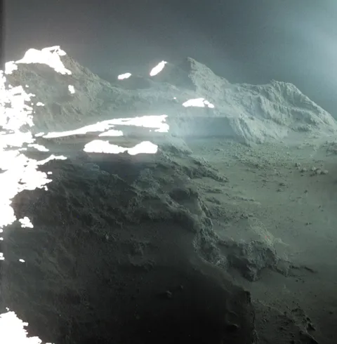 Comet 67P/C-G as viewed by Rosetta on 22 September 2014, around 26.2 km from the surface.