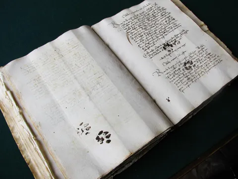 15th century cat leaves paw prints on owner's manuscript