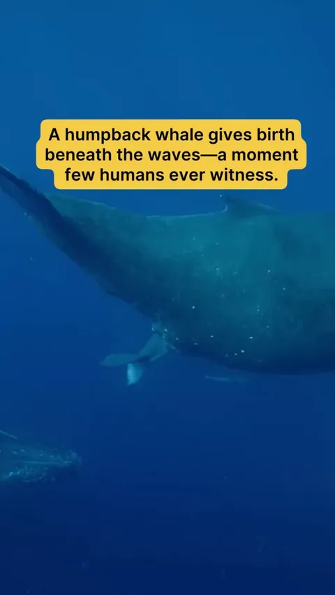 🔥 A humpback whale calf takes its first breath
