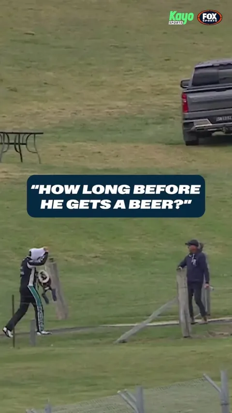 After retiring from the Bathurst 1000, driver Chaz Mostert joined fans on the mountain for a beer.