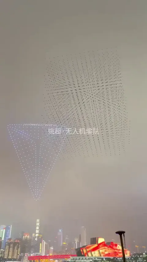 Drones returning to their launch pads after a show in China.