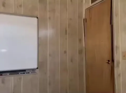 Horror movie main character locking in at the end.