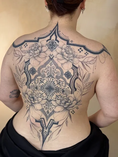 My ornamental tattoo by Victoria LoMonaco done at her private studio in Houston, TX.