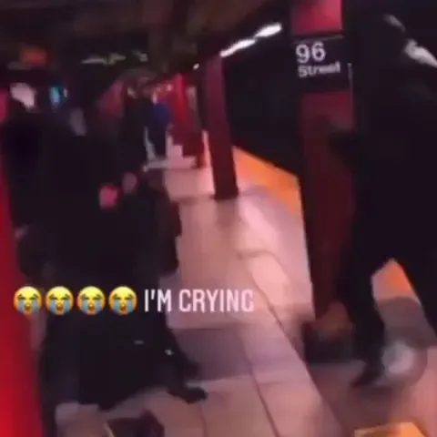 A brawl in the subway stop