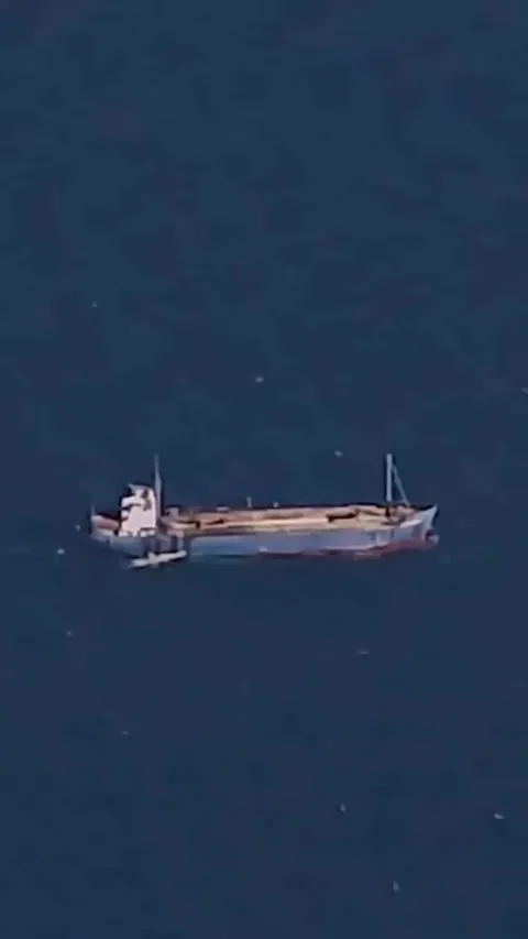 QuickSink testing carried out by the US Airforce on an Empty Cargo ship, splits into two and sinks.