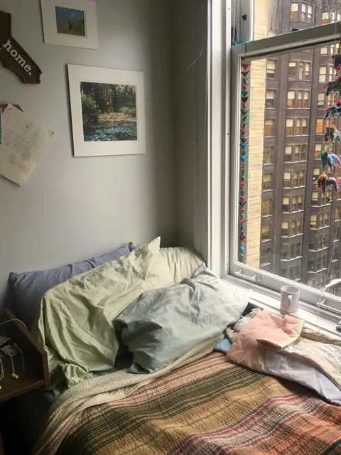 My vantage point for watching my first Chicago snow!