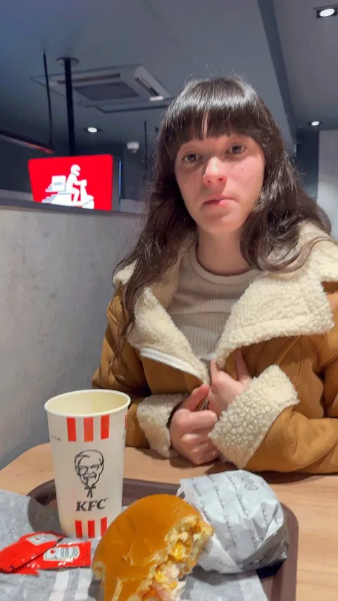 Flashing and having fun at KFC with a camera in motion