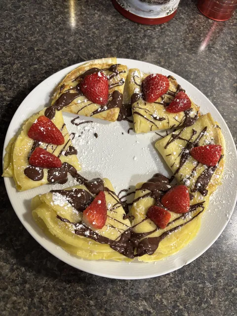 Homemade chocolate strawberry crepes