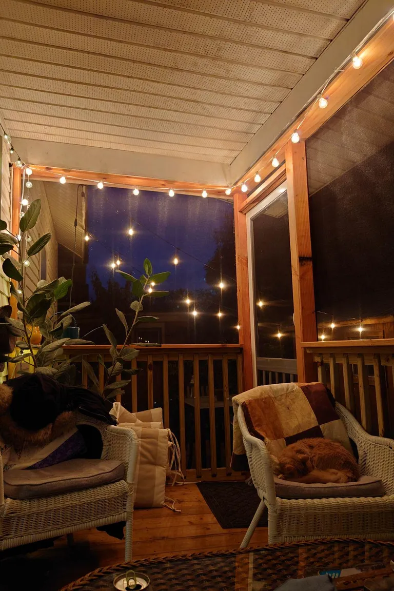 Our meshed in porch on an early fall evening