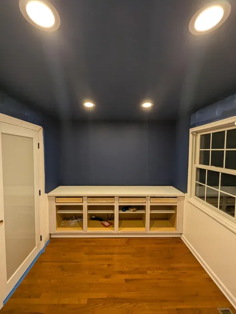 Three weeks ago I learned what a brad nailer is. Today I finished my built-in cabinets!