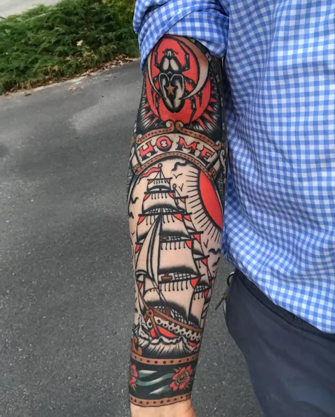 Ship and Beetle, Chris Fernandez - Kings Ave Tattoo - Long Island/NYC, NY
