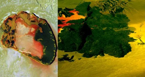 Lava lakes on the surface of Jupiter's moon Io