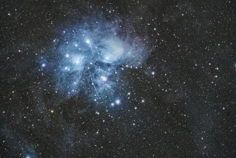 The Sisters in blue — M45 Reflection Nebula details.