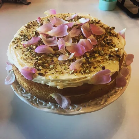 Cardamom &amp; Rose Cake with White Chocolate Buttercream &amp; Pistachios