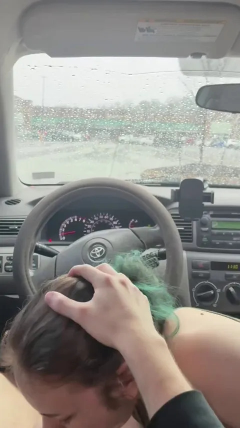 Almost got caught while sucking him in the car!