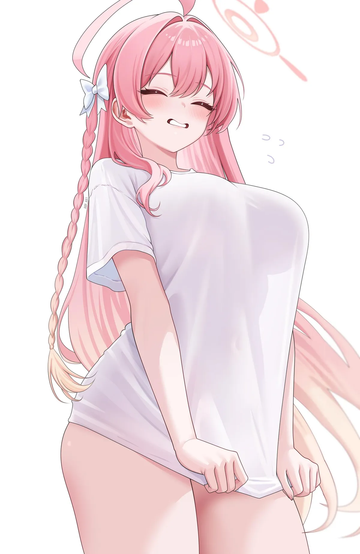 Hanako's shirt may be too small..