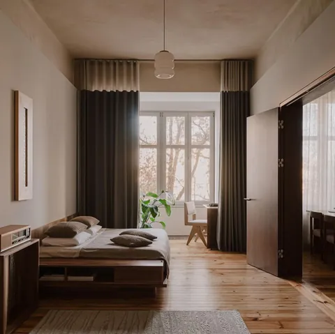 Bedroom of an apartment in Wrocław, Poland. [1439x1436]