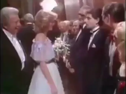 The moment Princess Diana met the actor Rowan Atkinson, who later became famous for the image of "Mr. Bean." Archive video from 1984