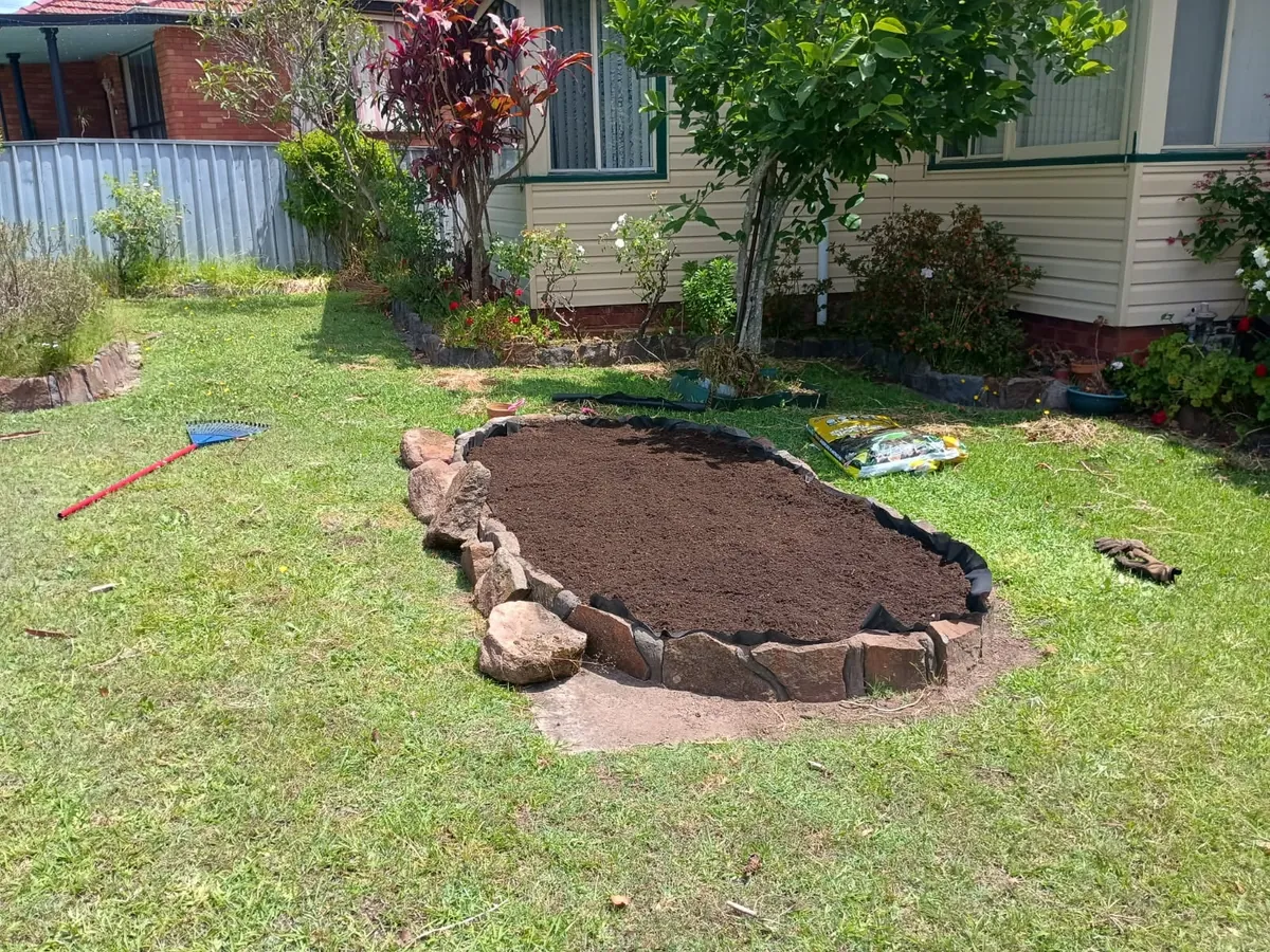 Garden beds and weed mat