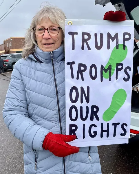 Demonstrators in deep red Barron County, WI remind people of tomorrow's Supreme Court election. [OC]