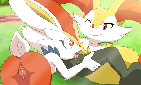 Cinderace X Braixen 💗 (unknown artist)