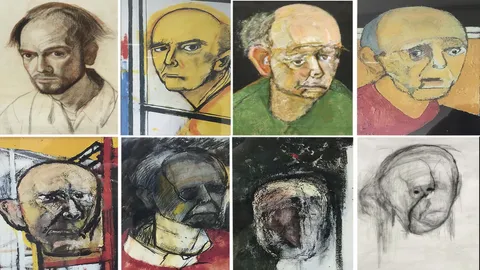 a Dementia patient drew himself until he not longer recognize himself