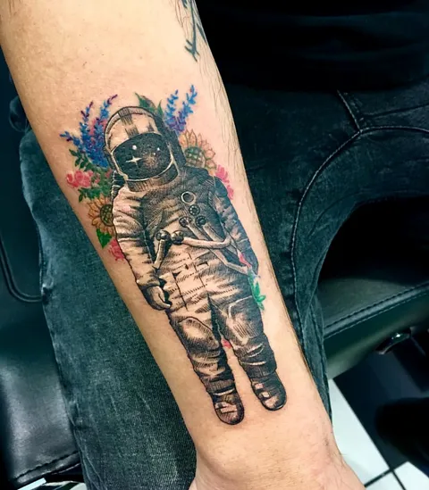 My brand new Brand New astronaut tattoo done by Anna at The Warren Tattoo in Los Angeles, California