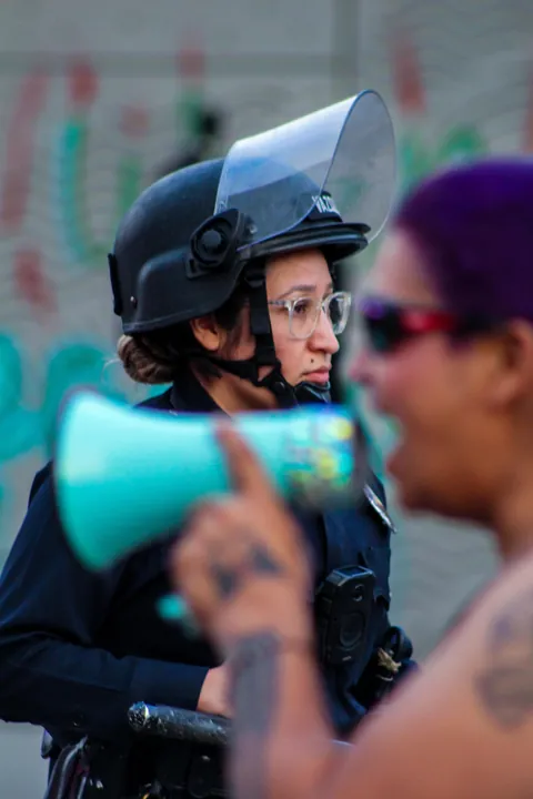 Today, the LAPD shut down a protest outside the ICE Detention Center in Los Angeles [OC]