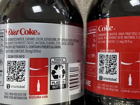 Diet Coke has 33% more caffeine than regular Coke