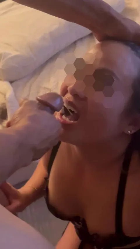 Cuck watches his wife swallow another man's cum for the first time