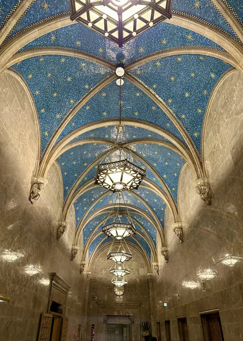 The ceiling in the lobby of The Bowery Savings Bank, New York oc [2882x4032]