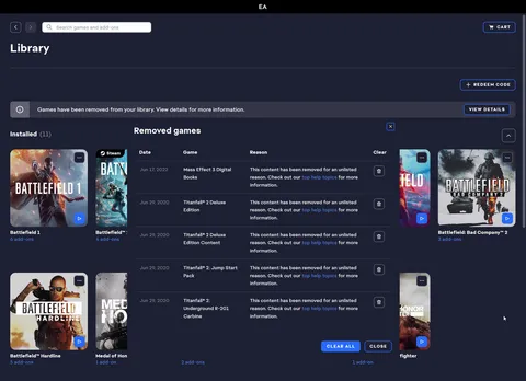 Games have been removed from your library. For an unlisted reason. Excuse me wtf EA?