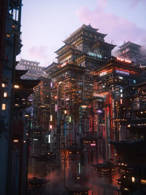 I made a cyberpunk scene in minecraft again