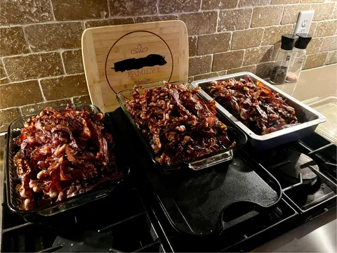 This is what 15lbs of cooked bacon looks like