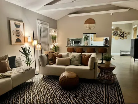 My home feels so cozy at night. Second pic is when I bought it before decorating