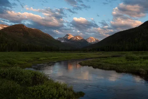 Shared this gorgeous evening light with quiet, contented moose and a very pissed off beaver | Uinta-Wasatch-Cache National Forest, Utah | [OC] [1500x1000]
