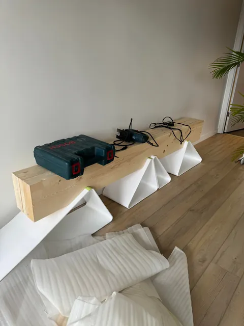 Built this TV console from scratch. Took me 3 months and a lot of swearing.