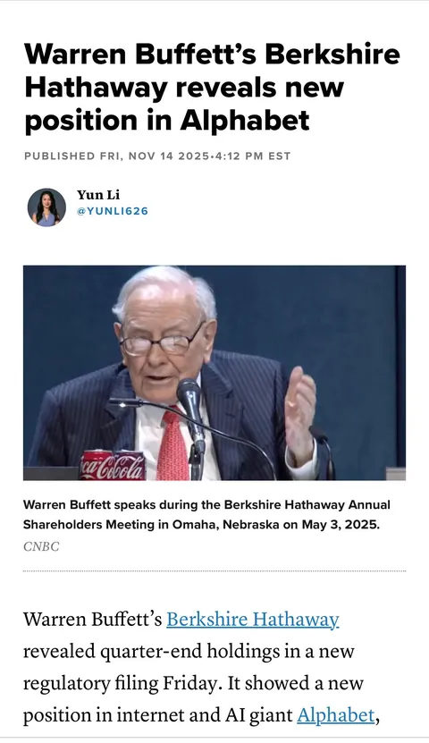 Berkshire Reveals Stake in Alphabet 😳