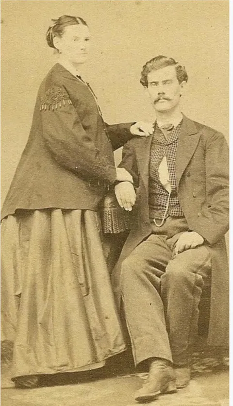 Mother-to-be and husband, 1860s. The rear of the card says, “Taken 1 Week before Willie born”photographed by Wm. Latour, Sedalia, Missouri.