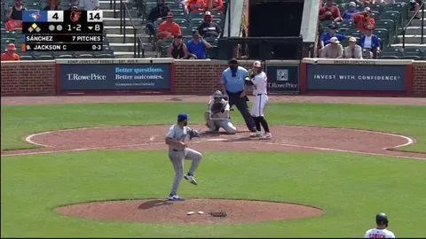 Ali Sánchez, who caught the first seven innings, pitched the eighth for the Blue Jays. He struck out Orioles catcher Alex Jackson swinging on a pitch clocked at 35.3 mph. The 2nd-slowest swinging strike in the Statcast era