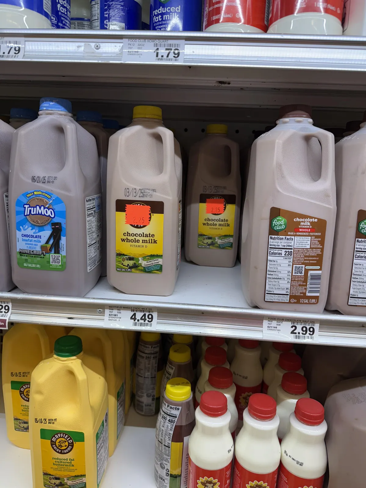 This grocery store is selling chocolate milk that has been expired for 2 months at a discounted price