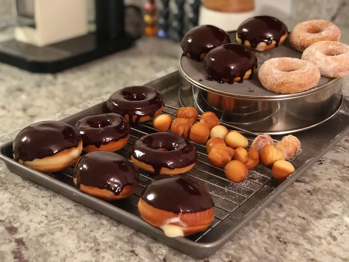 [OC] My son is allergic to diary and wanted to try a donut, so I made him dairy free donuts.