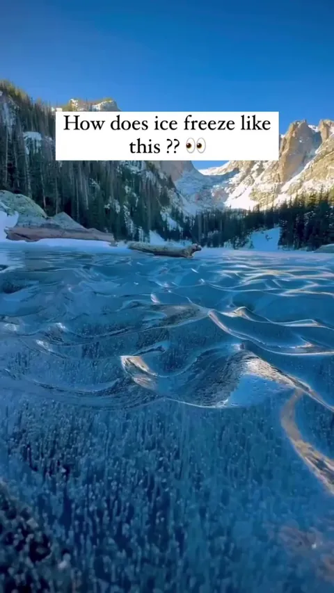Water freezes in a ripple formation