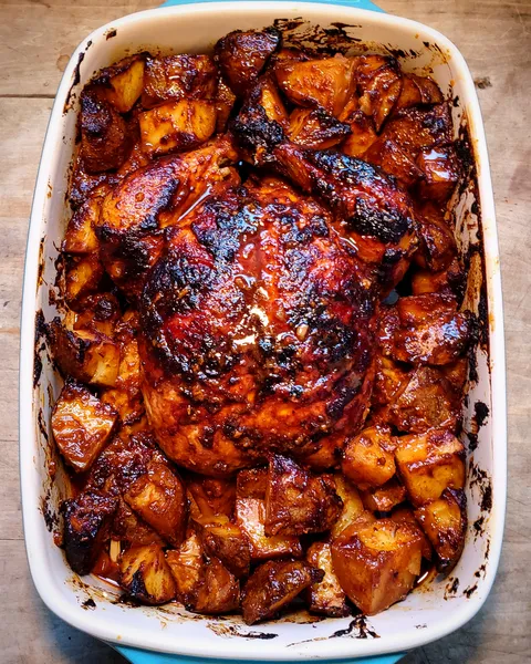 [homemade] Slow roasted gochujang chicken &amp; potatoes
